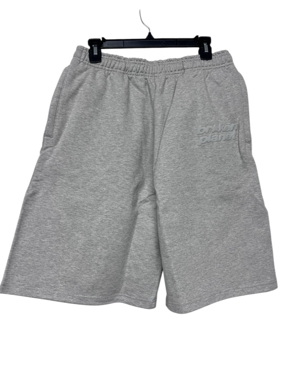 New Men's Broken Planet Basic Ash Heather Gray Elastic-Waist Athletic Shorts
